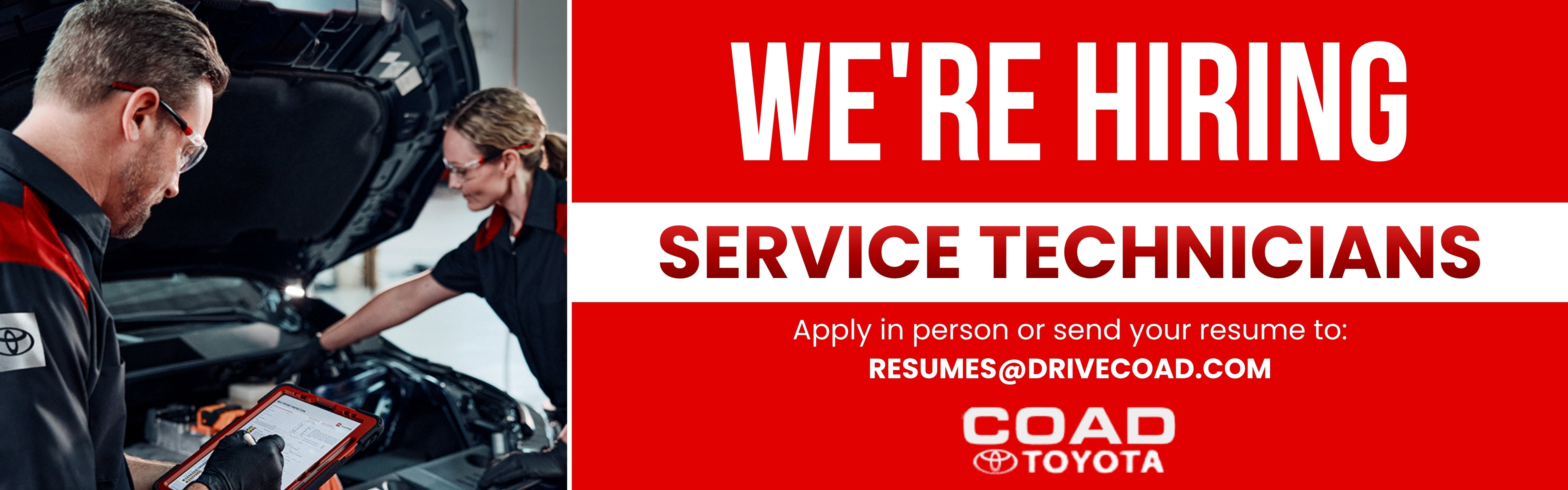 WE'RE HIRING SERVICE TECHNICIANS